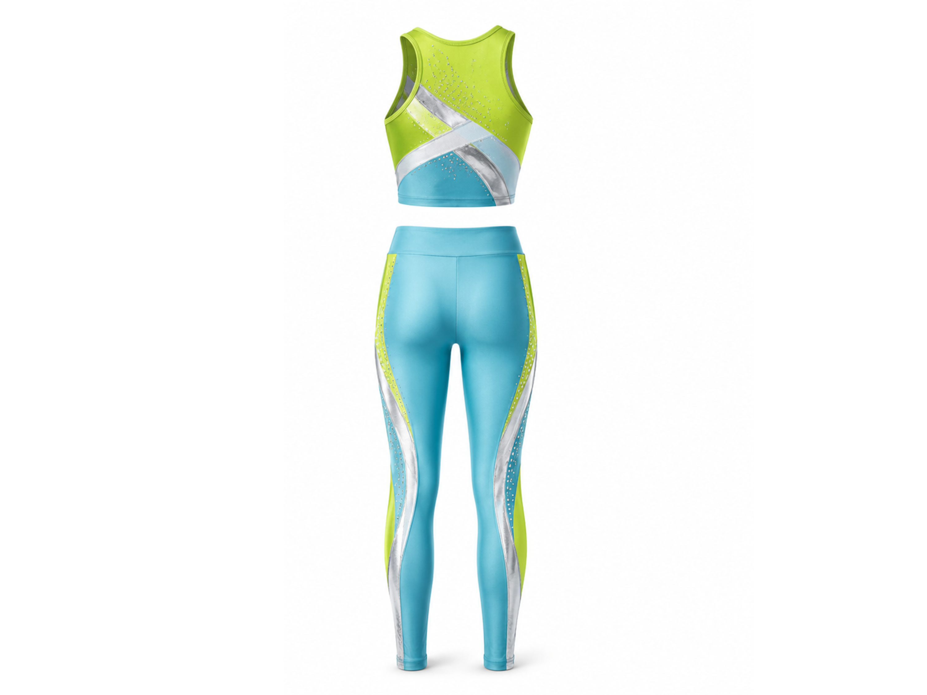 Custom Dance Team Uniform – Light Blue & Lime Performance Outfit – Wholesale & Low MOQ