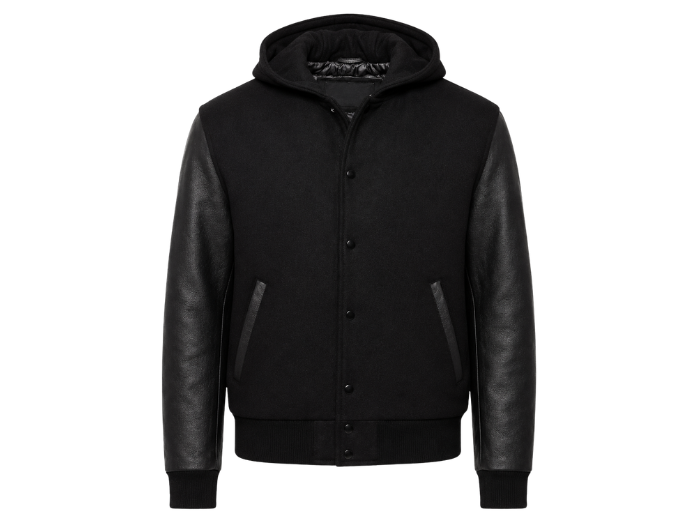 B2B Black Hoodie Varsity Jacket Winter Jacket Manufacturer