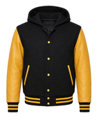 Custom Hoodie Varsity Jacket B2B  Winter Jacket Black/Golden Yellow