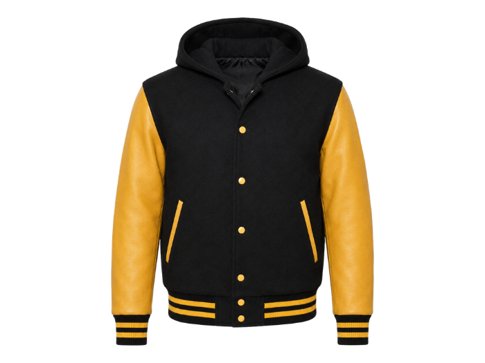 Custom Hoodie Varsity Jacket B2B  Winter Jacket Black/Golden Yellow