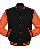 Classic Varsity Jacket B2B Low MOQ Winter Jacket Burnt Orange/Black
