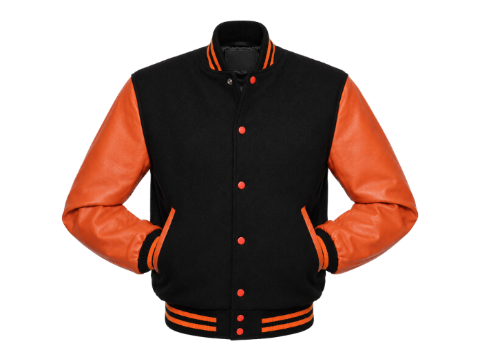 Classic Varsity Jacket B2B Low MOQ Winter Jacket Burnt Orange/Black