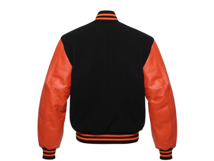 Classic Varsity Jacket B2B Low MOQ Winter Jacket Burnt Orange/Black