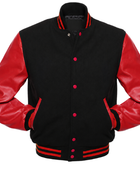 Custom Classic Varsity Jacket B2B Low MOQ Winter Jacket Black/Bright Red