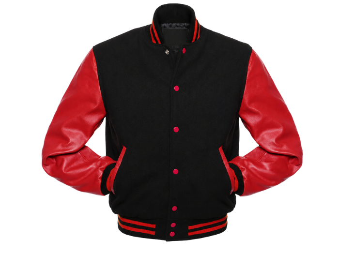 Custom Classic Varsity Jacket B2B Low MOQ Winter Jacket Black/Bright Red