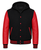 B2B Black/Red Hoodie Varsity Jacket Winter Jacket