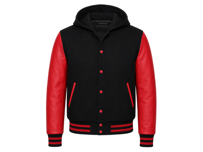B2B Black/Red Hoodie Varsity Jacket Winter Jacket