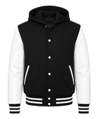 B2B Hoodie Varsity Jacket Black/White Winter Jacket