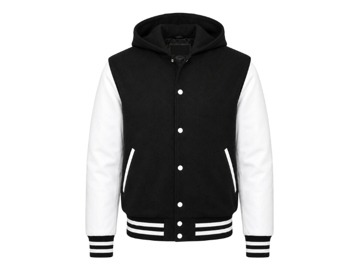 B2B Hoodie Varsity Jacket Black/White Winter Jacket