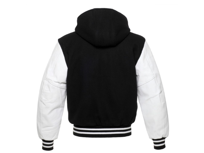 B2B Hoodie Varsity Jacket Black/White Winter Jacket