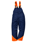 Chainsaw Bib and Brace Navy/Orange Low MOQ Custom Arborist Workwear B2B