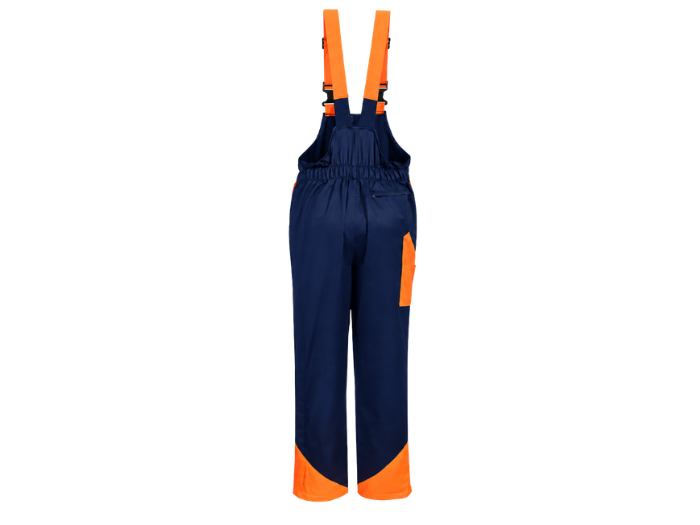 Chainsaw Bib and Brace Navy/Orange Low MOQ Custom Arborist Workwear B2B