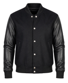 B2B Black Hybrid Varsity Jacket Custom Winter Jacket Low MOQ