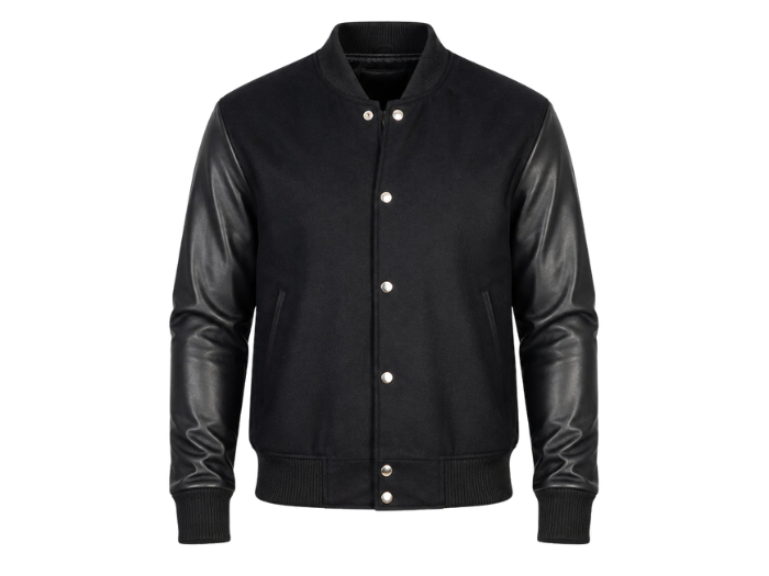 B2B Black Hybrid Varsity Jacket Custom Winter Jacket Low MOQ