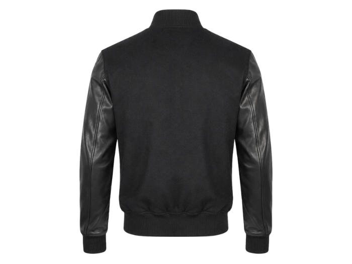 B2B Black Hybrid Varsity Jacket Custom Winter Jacket Low MOQ