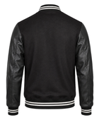 B2B Hybrid Varsity Jacket Black Low MOQ Custom Winter Jacket