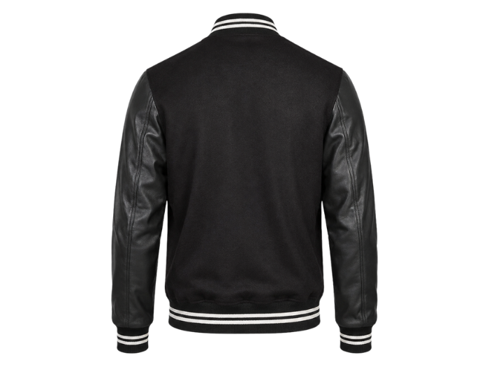 B2B Hybrid Varsity Jacket Black Low MOQ Custom Winter Jacket