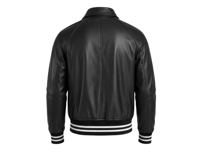 Custom Varsity Black Leather Jacket B2B Low MOQ