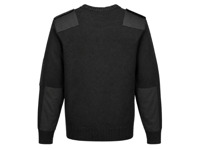 Sweater B2B Low MOQ Epaulette Uniform Sweater Black Workwear
