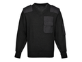 Sweater B2B Low MOQ Epaulette Uniform Sweater Black Workwear