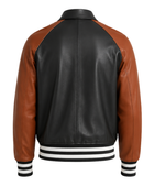 Custom Varsity Black/Brown Leather Jacket B2B Low MOQ
