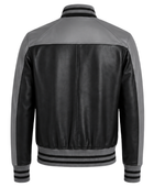 Custom Leather Varsity Jacket Black/Grey B2B Low MOQ