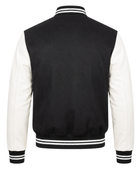 B2B Hybrid Varsity Jacket Black/White Custom Winter Jacket Low MOQ