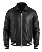 Custom Varsity Black Leather Jacket B2B Low MOQ