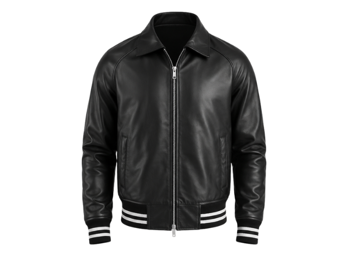 Custom Varsity Black Leather Jacket B2B Low MOQ