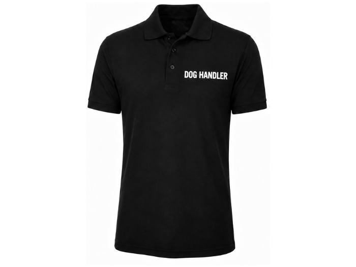 Dog Handler Printed Polo Shirt B2B Low MOQ Workwear Uniform Top  Black Workwear front design preview