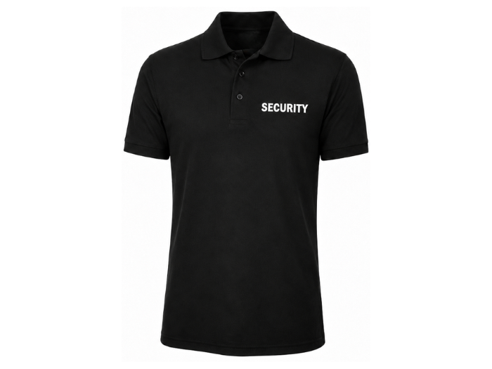 Security Polo Shirt B2B Low MOQ Printed Uniform Top Black Workwear front design preview