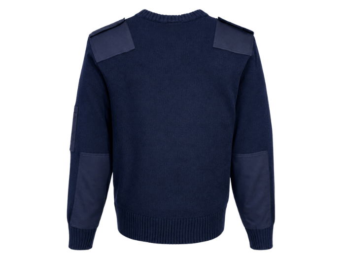 Sweater B2B Low MOQ Epaulette Uniform Sweater Navy Blue Workwear