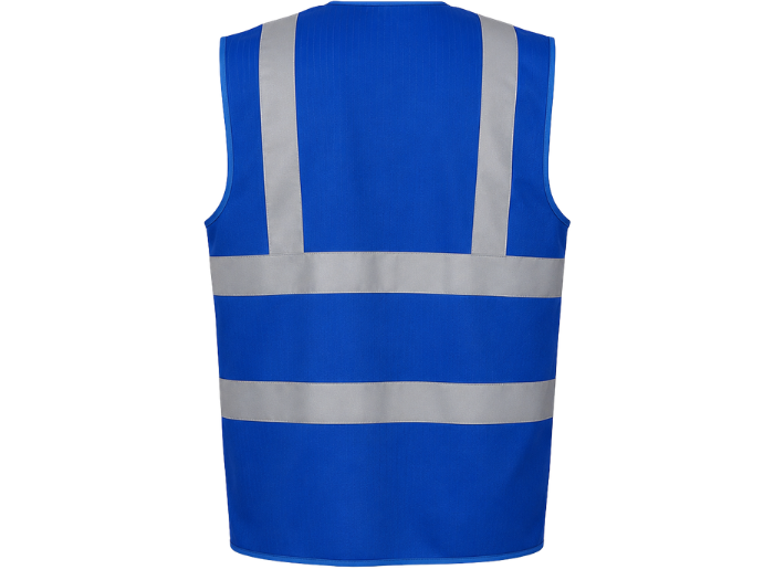 Reflective Braces Waistcoat – Low MOQ B2B Sleeveless Workwear Vest in Blue