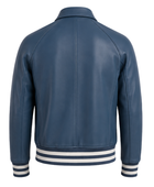 Custom Varsity Blue Leather Jacket for B2B Low MOQ
