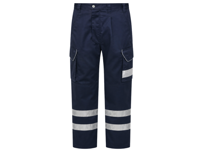 Ilfracombe Reflective Cargo Work Trousers B2B Low MOQ Cargo Uniform Blue Workwear front design preview