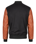 Wool Hybrid Varsity Jacket B2B Custom Winter Jacket Brown/Black