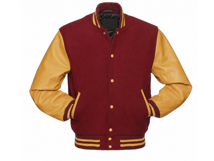 Custom Classic Varsity Jacket B2B Winter Jacket Red/Yellow front design preview