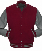 Classic Varsity Jacket B2B Low MOQ Winter Jacket Cardinal Red/Grey