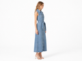 Wholesale Custom Denim Midi Dress Manufacturer Private Label Sleeveless Button Down Dress