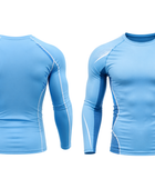 Custom Light Blue Long Sleeve Football Compression Shirt | Wholesale Teamwear