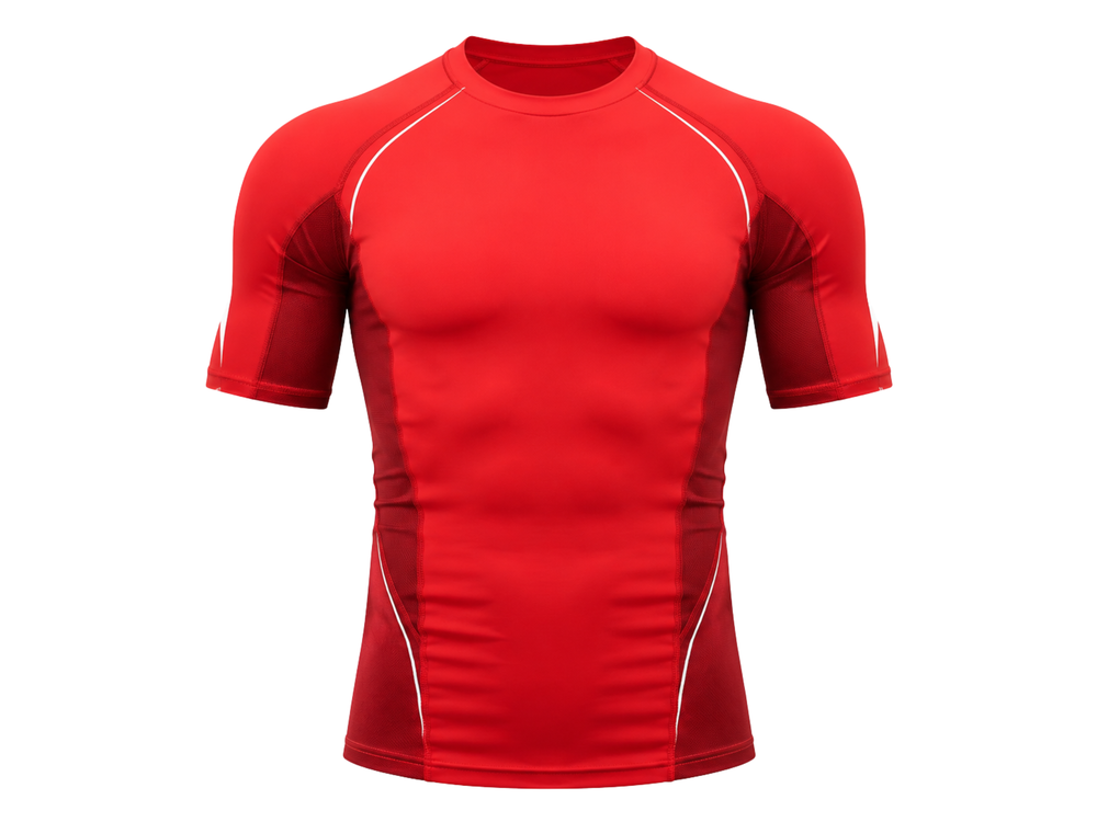 Custom Red Short Sleeve Football Compression Shirt | Wholesale Teamwear front design preview