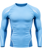 Custom Light Blue Long Sleeve Football Compression Shirt | Wholesale Teamwear