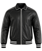 Lined Leather Varsity Jacket B2B Custom Winter Jacket Black