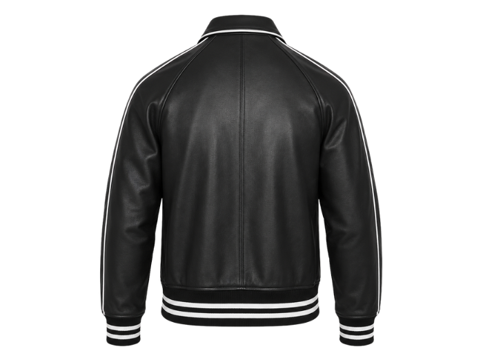 Lined Leather Varsity Jacket B2B Custom Winter Jacket Black