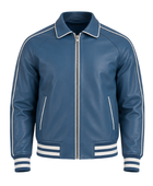 Lined Leather Varsity Jacket B2B Custom Winter Jacket Blue