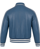 Lined Leather Varsity Jacket B2B Custom Winter Jacket Blue