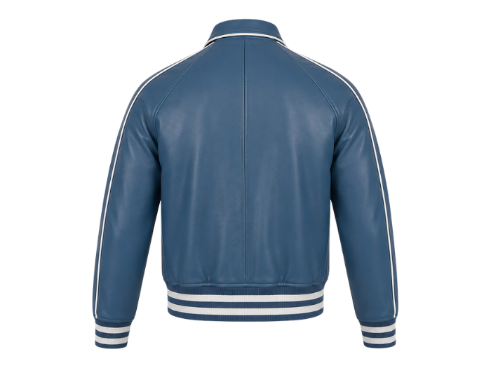 Lined Leather Varsity Jacket B2B Custom Winter Jacket Blue
