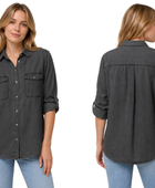 Wholesale Custom Charcoal Denim Shirt Manufacturer Private Label Button Down Jean Shirt