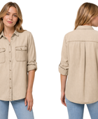 Wholesale Custom Beige Denim Shirt Manufacturer Private Label Button Down Jean Shirt