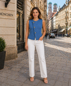 Wholesale Custom Blue Denim Vest Manufacturer Private Label Sleeveless Button Top